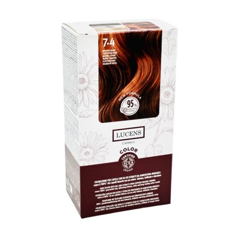 Tinta Capelli Colore Biondo Rame Numero 7.4 New Formula Lucens Umbria