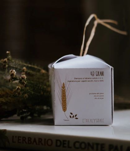 43 GRANI Shampoo e Balsamo Solido 2 in 1 per Capelli Secchi, Ricci o Tinti 90 grammi
