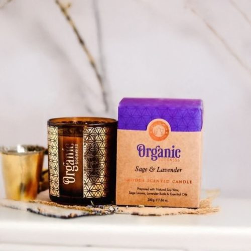 Candela in cera di Soia con frammenti di Salvia e Lavanda 200 grammi