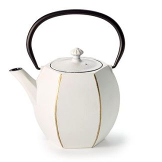 Teiera in ghisa da 700 ml bianco oro con filtro in acciaio