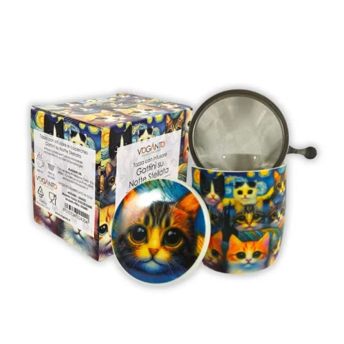 Tazza con Infusore Gattini su Notte Stellata