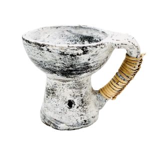 bianco Brucia Incenso per Resine in Terracotta Bianco con manico in Rattan