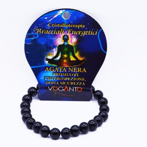 Bracciale Energetico Agata Nera mm.8