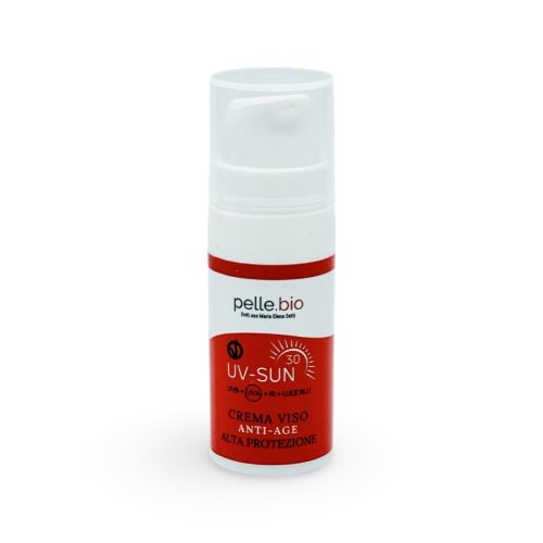UV SUN Crema Viso Antiage SPF 30 Alta Protezione Mini Taglia 10 ml PelleBio