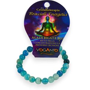 Bracciale Energetico Agata Rigata Blu mm.8