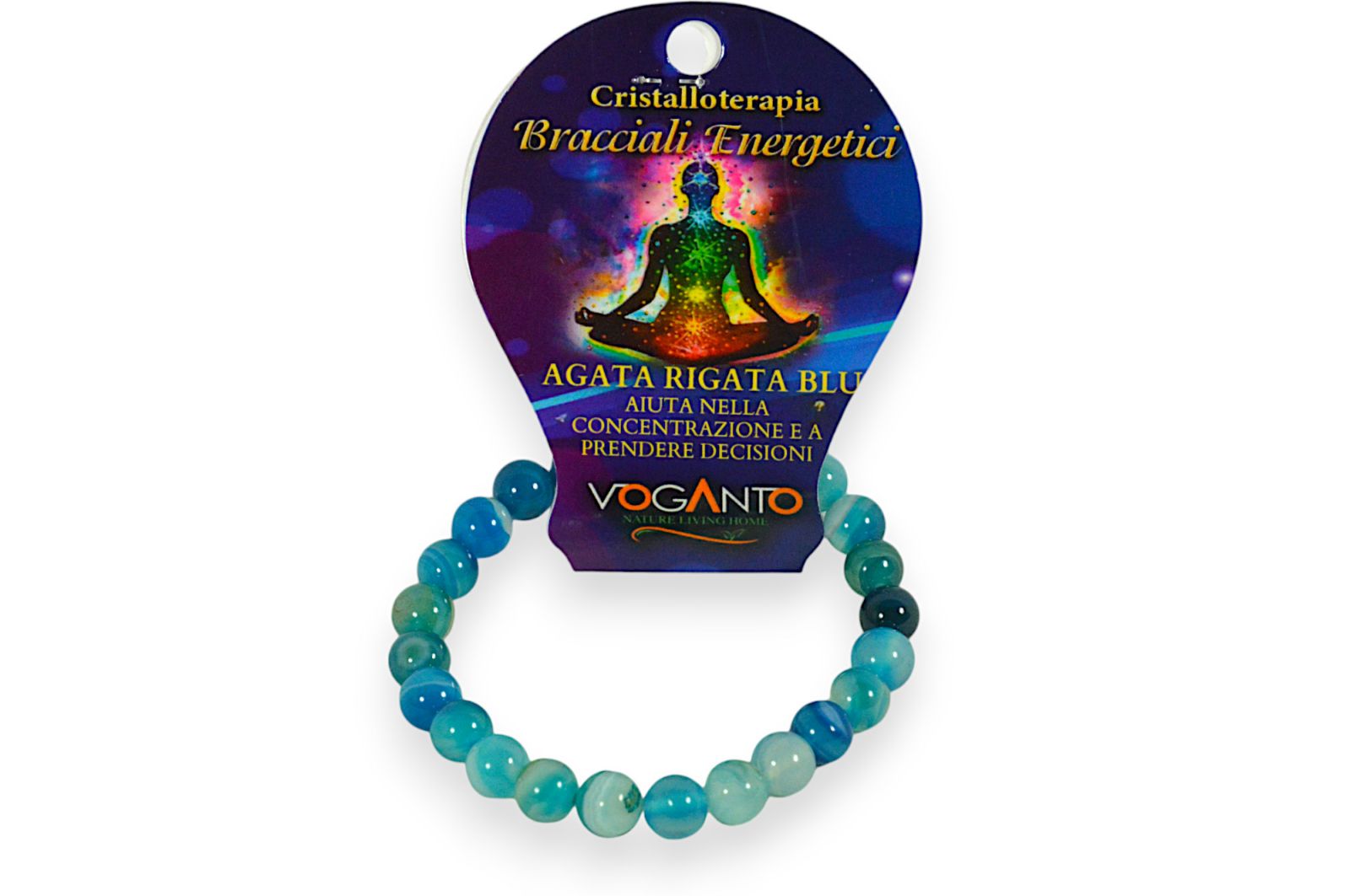 Bracciale Energetico Agata Rigata Blu mm.8