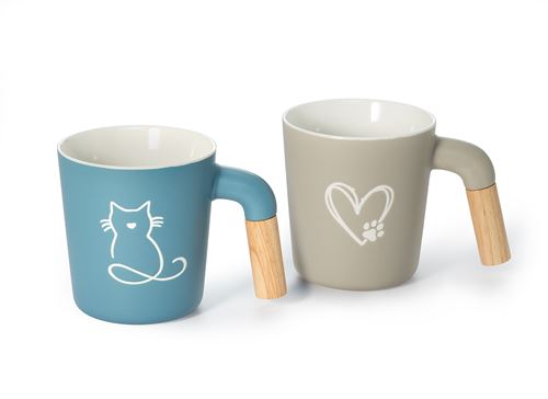 Tazza Gatto Manico Legno