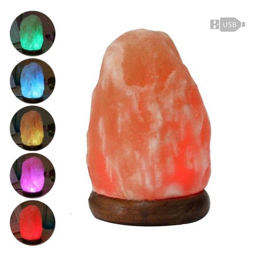 Lampada di Sale Rosa Cambiacolore con Attacco USB cm.11