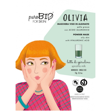 Maschera Viso Olivia Pelle grassa con Acido Ialuronico e Spirulina