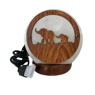 Lampada Sale Bianco con Elefanti