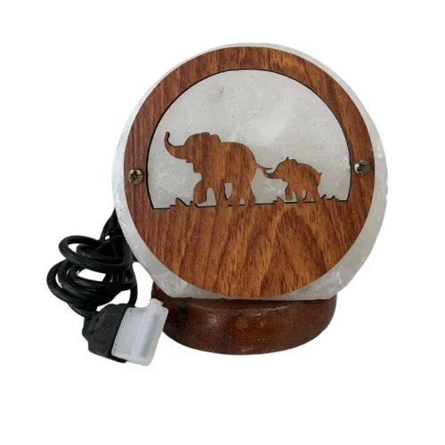 Lampada Sale Bianco con Elefanti