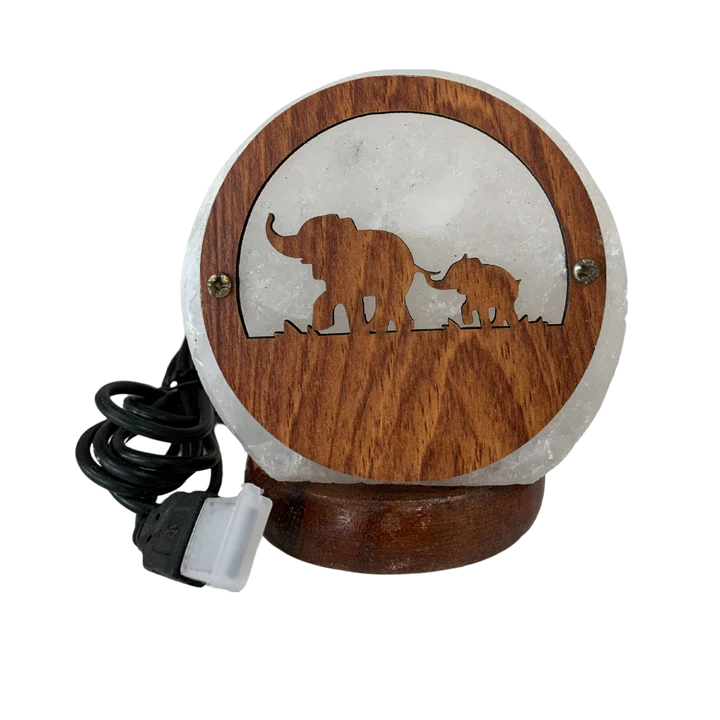 Lampada Sale Bianco con Elefanti