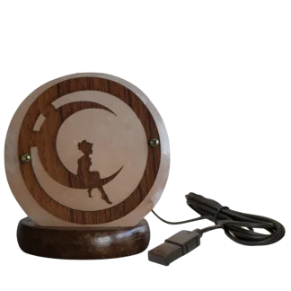 Lampada Sale Rosa Himalaya con Fatina Seduta su Luna