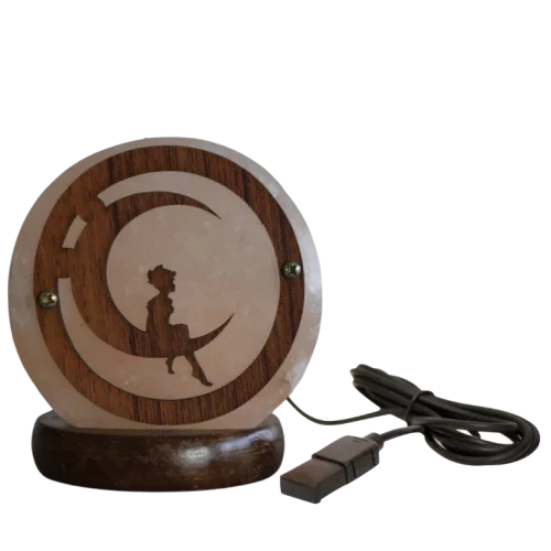 Lampada Sale Rosa Himalaya con Fatina Seduta su Luna