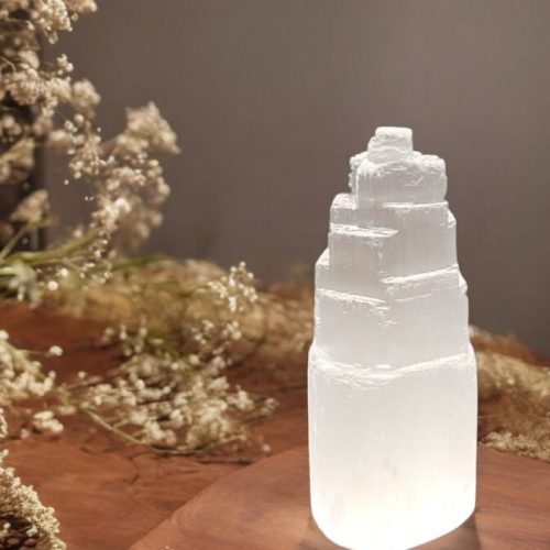 Torre in Selenite cm.15 diametro cm.4,5