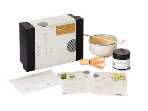 Matcha Set Regalo con Tè Cerimoniale, Tazza Ceramica, Frullino e Cucchiaio bamboo
